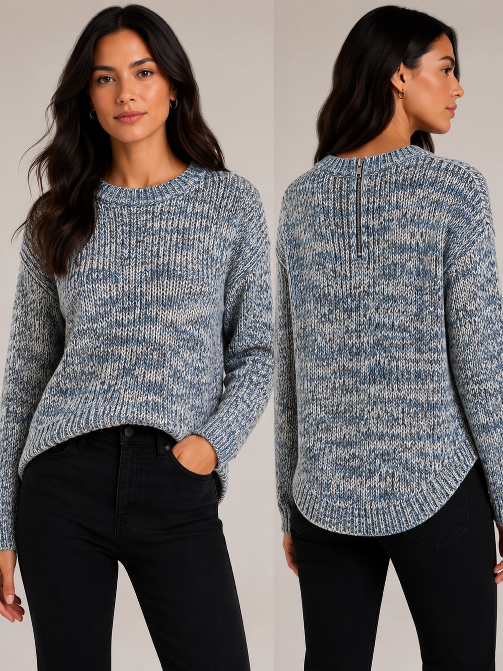 NWOT Heather Bluish grey Knit Crewneck Sweater